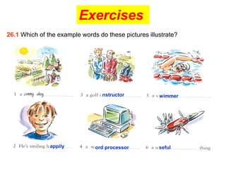 Exercises
26.1 Which of the example words do these pictures illustrate?




                                  nstructor           wimmer




               appily          ord processor          seful
 