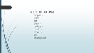 Suffixes Exercises ppt | PPTX