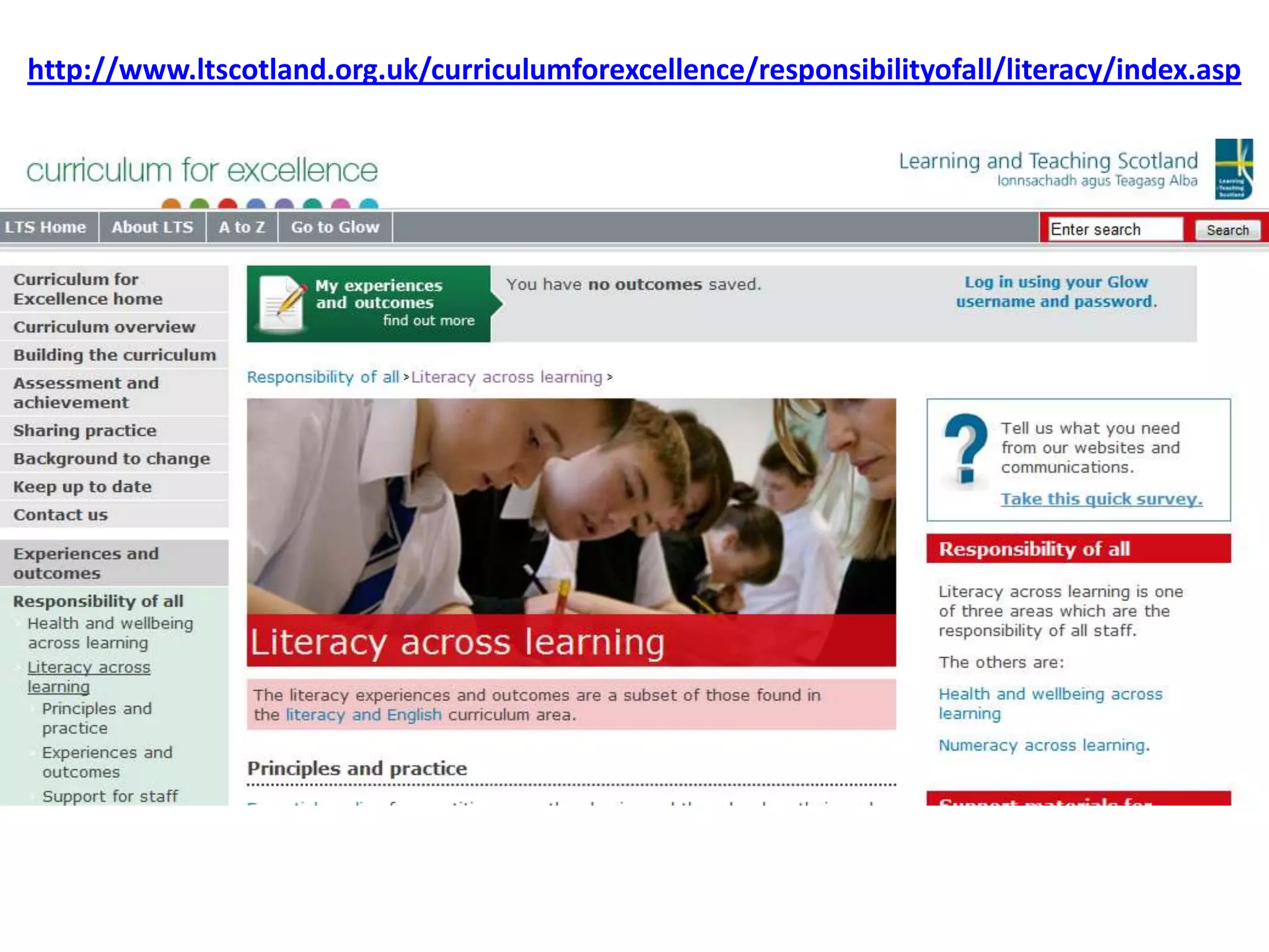 http://www.ltscotland.org.uk/curriculumforexcellence/responsibilityofall/literacy/index.asp