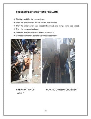 Column Erection Work INTERNSHIP REPORT FOR CONCSTRUCTION MANAGEMENT AND ORGANISING WORKS OF ...