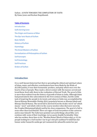 Sufism : A PATH TOWARDS THE COMPLETION OF FAITH | PDF