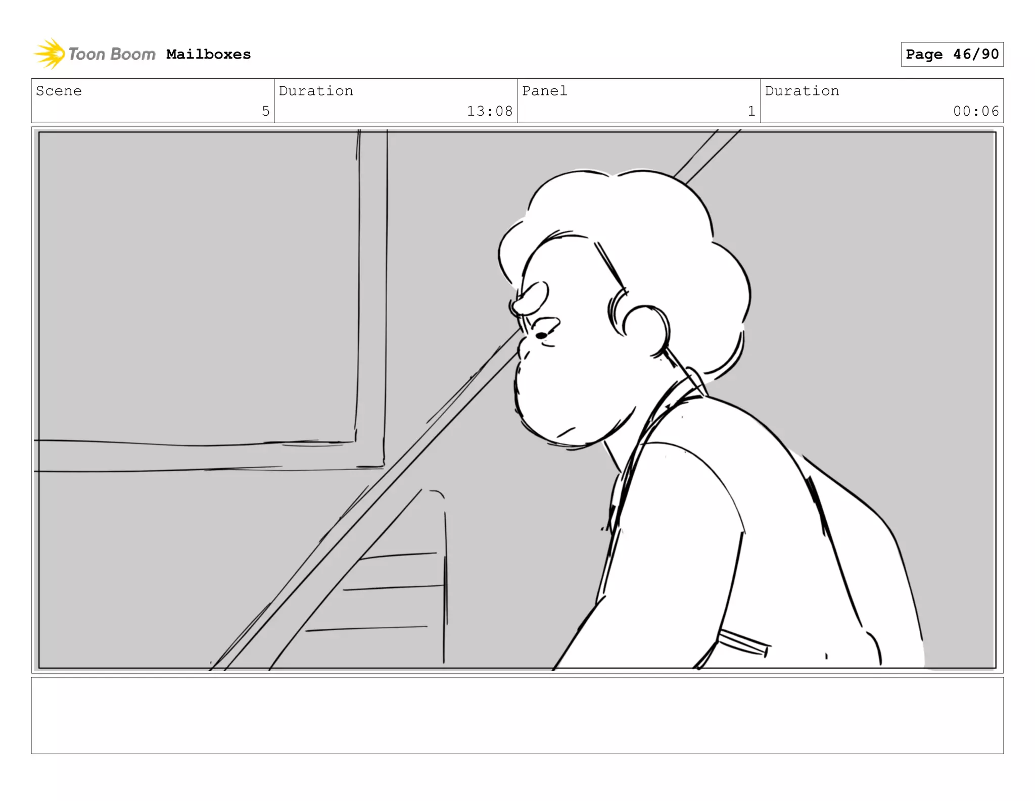 Scene
5
Duration
13:08
Panel
1
Duration
00:06
Mailboxes Page 46/90
 