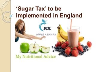 ‘Sugar Tax’ to be
implemented in England
 