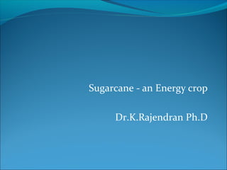Sugarcane - an Energy crop
Dr.K.Rajendran Ph.D
 