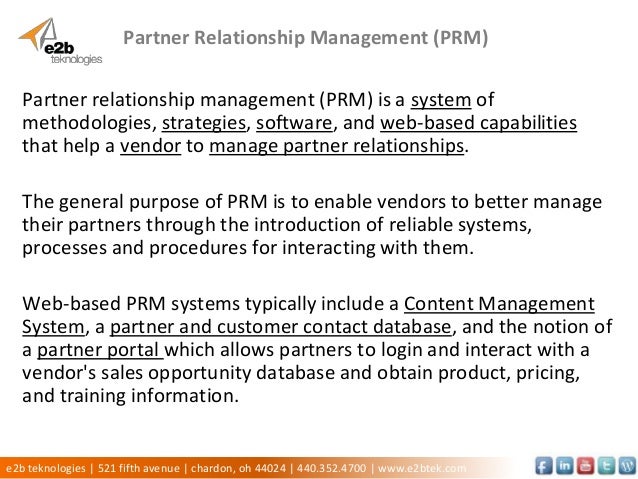 sugarcrm for partner relationship management prm partnership relationship management