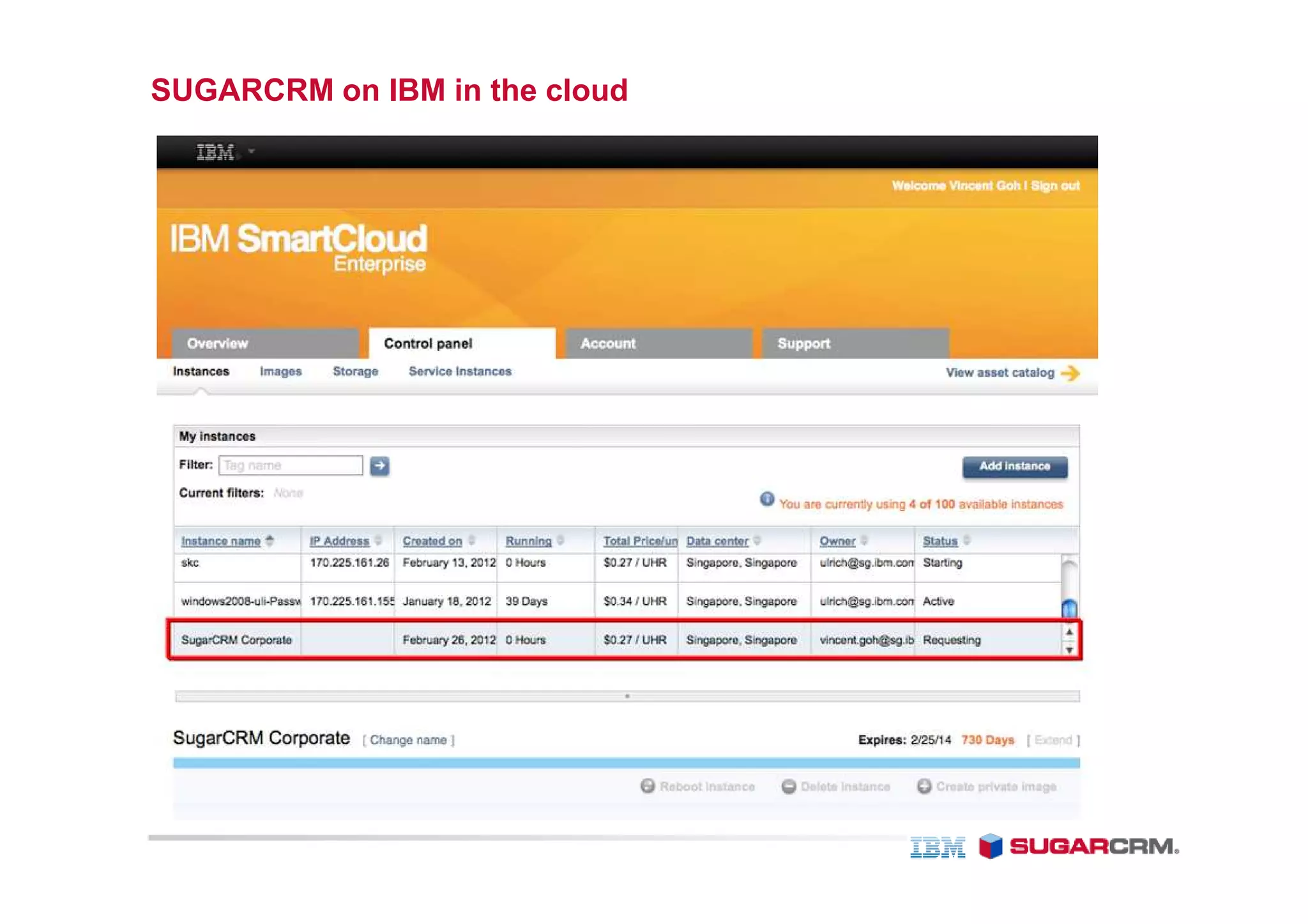 SUGARCRM on IBM in the cloud
 