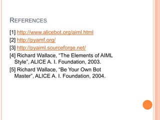 Source code checkoutThe source code for this project is hosted at Google code and can be accessed at the following URL:https://code.google.com/p/aichatbot-rccreations/You will need an SVN tool to checkout the code.