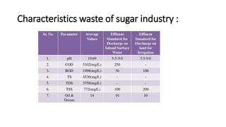 Characteristics waste of sugar industry :
 
