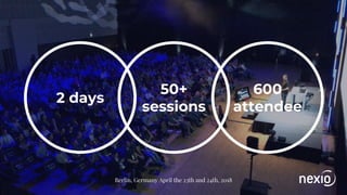 50+
sessions
2 days
600
attendee
Berlin, Germany April the 23th and 24th, 2018
 