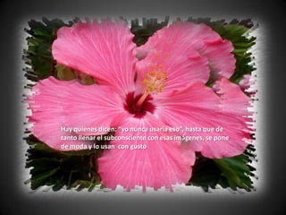 Hay quienes dicen: “yo nunca usaría eso”, hasta que de
tanto llenar el subconsciente con esas imágenes, se pone
de moda y lo usan con gusto
 