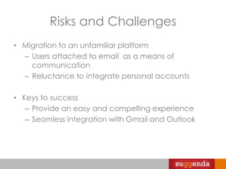 Risks and ChallengesWhat about competing platforms?Keys to successPositive “Feedback loop”Quick execution in local marketDrive user and merchant loyalty“Facebook Events; Making Casual Get-Togethers Easier”“The Best Way to Discover Events and Other Social Activities”“The best way to share plans with your friends”“…share event and party information with your friends”