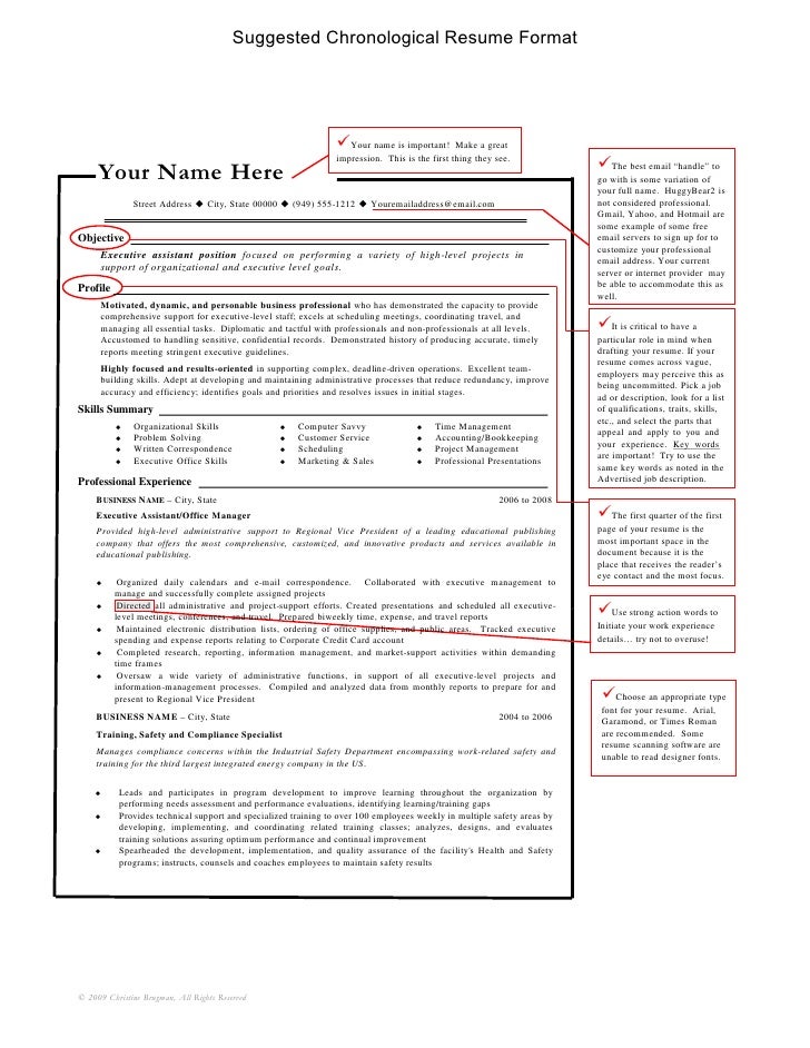 Suggested Chronological Resume Format