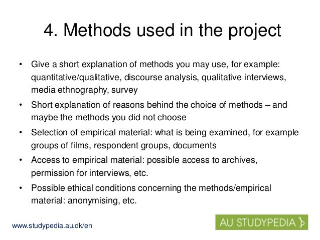 suggestions for the content of the phd project description project description