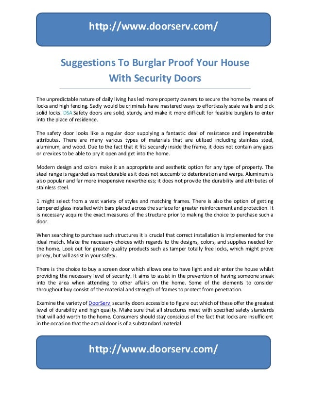 Suggestions To Burglar Proof Your House With Security Doors Docs