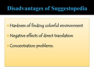 Hardness of finding colorful environment
Negative effects of direct translation
Concentration problems.
 