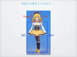 Range

[1, 2, 3, 4, 5, 6, 7, 8, 9, 10] # => ugly!

[1..10] # => cool!

[ a .. z ] # => abcdefghijklmnopqrstuvwxyz

[2, 4..2 * 9] # => [2, 4, 6, 8, 10, 12, 14, 16, 18]

[1..] # => [1, 2, 3, 4, 5.....]

[2, 4..] # => 2の倍数の無限リスト

take 12 (cycle "hoge ") # => "hoge hoge ho"

take 3 (repeat 5) # => [5, 5, 5]

replicate 3 5 # => [5, 5, 5]
 