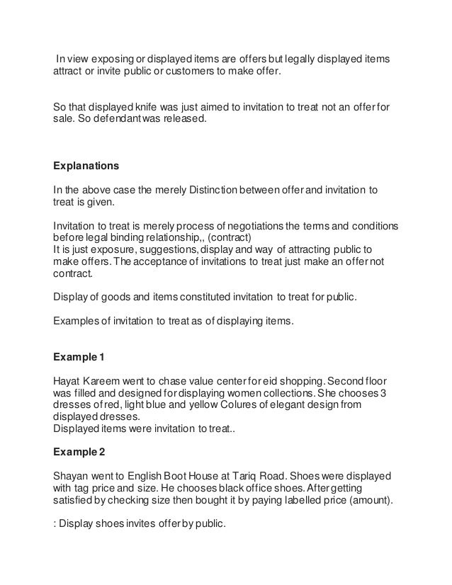 contract cases of invitation to treat