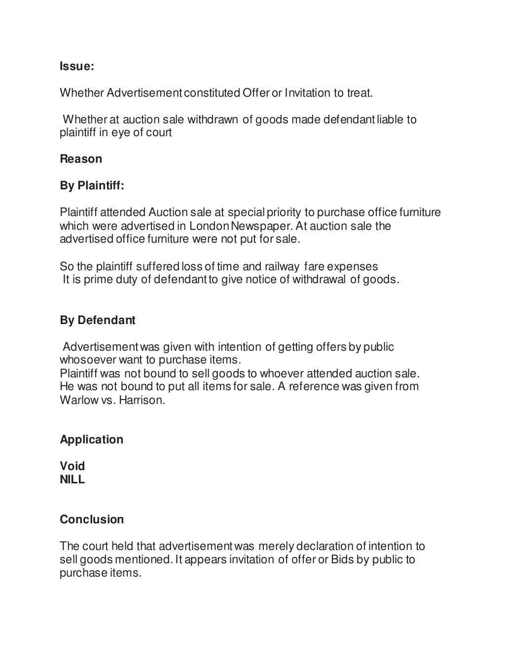 contract cases of invitation to treat