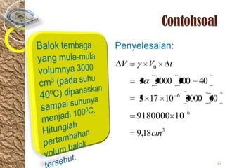 Contohsoal
Penyelesaian:
V

V0

3

t

3000 100 40

3 17 10

6

9180000 10
9,18cm

3000 60
6

3

22

 