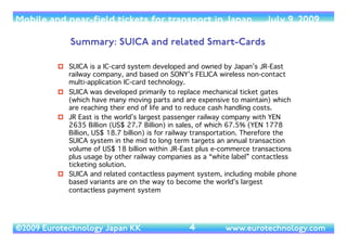 SUICA and e-money for transport