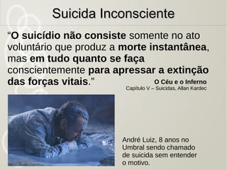 34
Obsessão EspiritualObsessão Espiritual
“A obsessão, como as enfermidades e
todas as tribulações da vida, deve ser
considerada prova ou expiação e
como tal aceita.”
O Evangelho Segundo o Espiritismo - Cap. XXVIII, Coletânea de preces
 