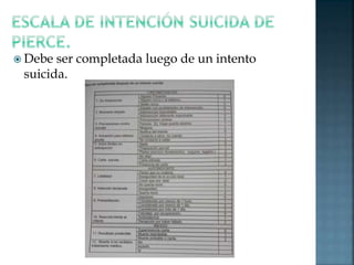  Debe ser completada luego de un intento
suicida.
 