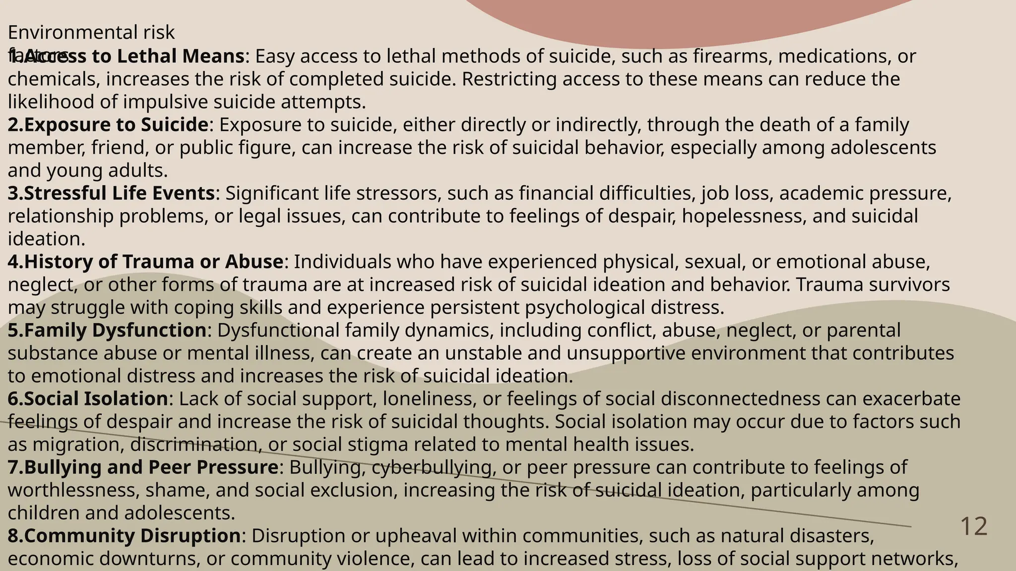 Suicidal Ideation risks and warning signs | PPTX
