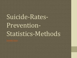 Suicide-Rates-
Prevention-
Statistics-Methods
Suicide Facts
 