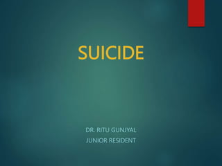 SUICIDE
DR. RITU GUNJYAL
JUNIOR RESIDENT
 