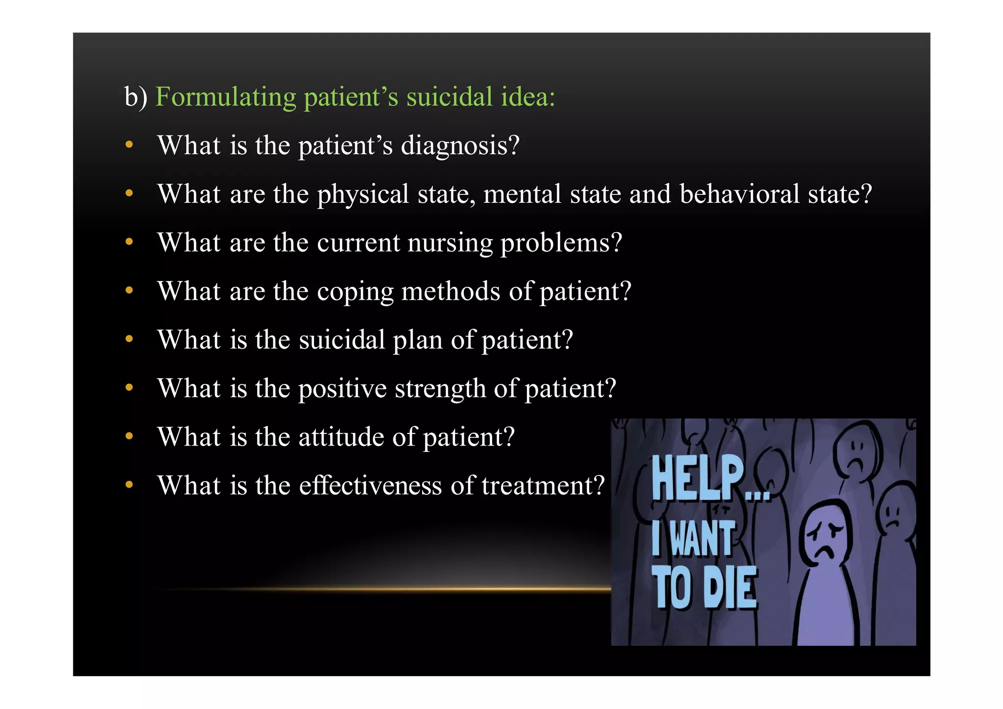 Suicide risk assessment and prevention: nursing management | PDF