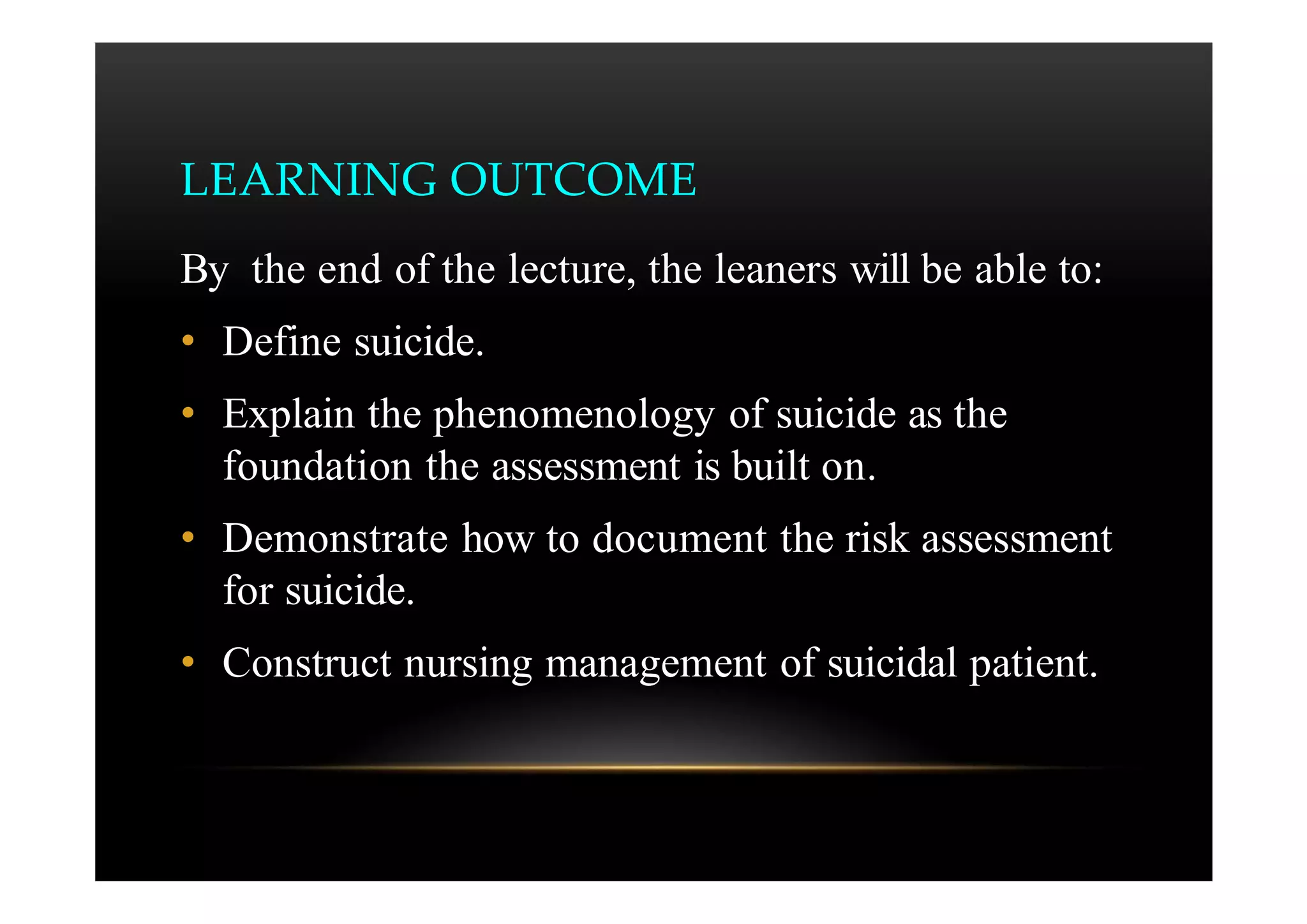 Suicide risk assessment and prevention: nursing management | PDF