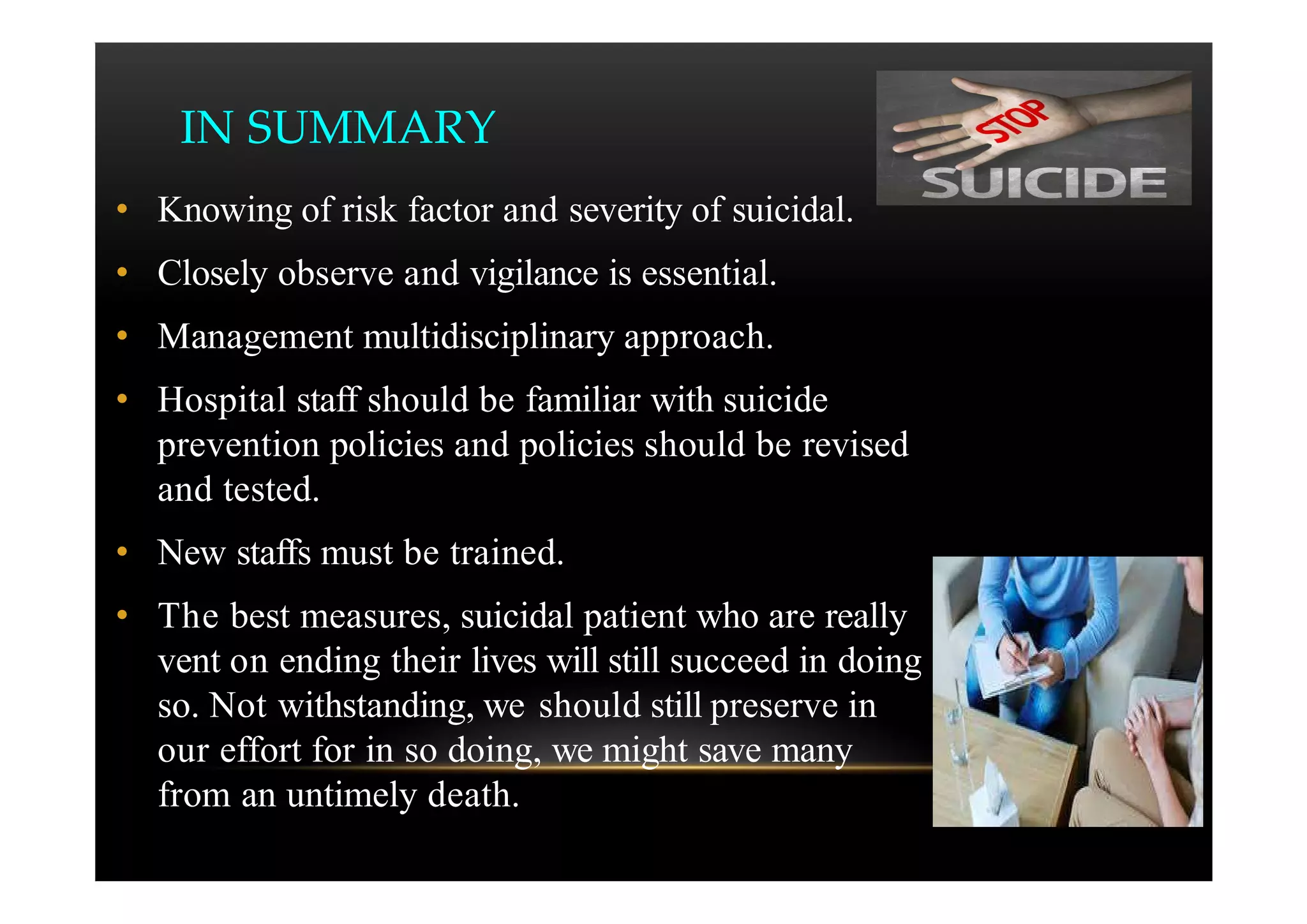 Suicide risk assessment and prevention: nursing management | PDF