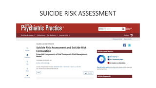 Comprehensive Suicide Risk Assessment and Management Strategies in ...