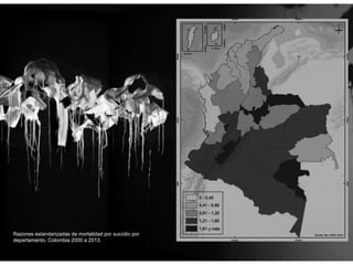 Razones estandarizadas de mortalidad por suicidio por
departamento. Colombia 2000 a 2013.
 