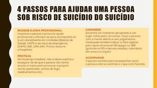 4 PASSOS PARA AJUDAR UMA PESSOA
SOB RISCO DE SUICÍDIO DO SUICÍDIO
 