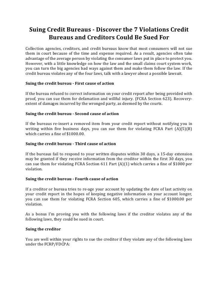 Suing credit bureaus discover the 7 violations credit 