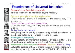 Marcus Hutter Foundations of Induction | PDF