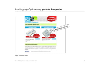 Landingpage-Optimierung: gezielte Ansprache




Quelle: Yourposition GmbH




Suisse EMEX: Web Analytics – © Yourposition GmbH, Zürich   26
 
