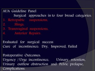 Vaginal approach for Stress Urinary Incontinence surgery | PPTX
