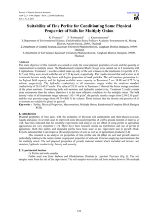 Suitability of Fine Perlite for Conditioning Some Physical Properties ...