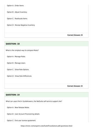 Netsuite Answer Get netsuite suitefoundation practice exam | PDF