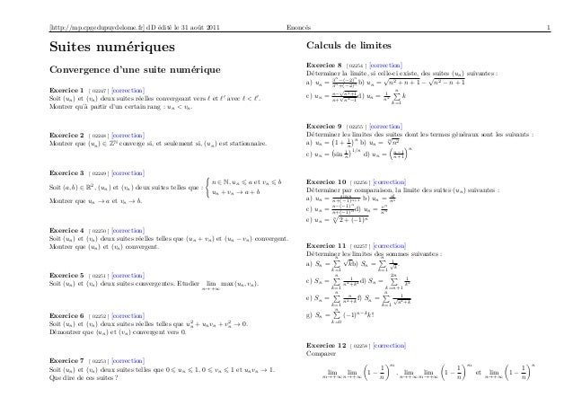 Les limites pdf exercices corrigés