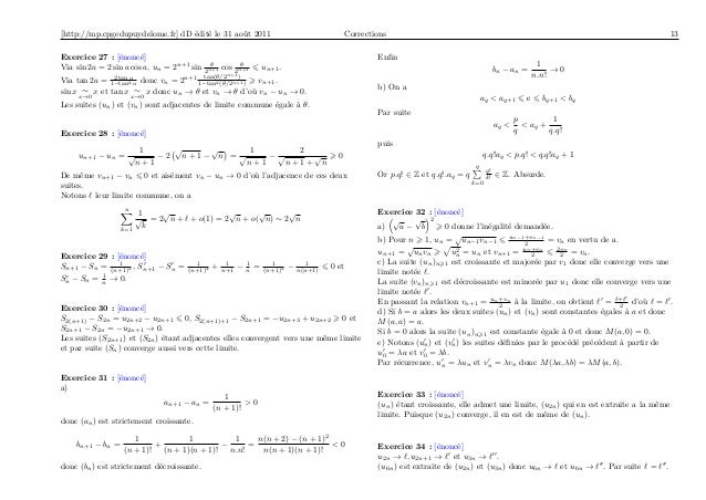 les suites numériques exercices corrigés pdf mpsi