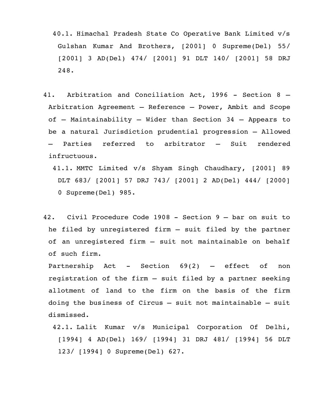 Compilation of Judgments wherein it is held that "Suit is not maintai…