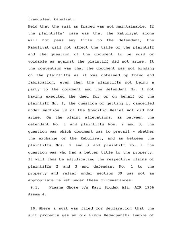 Compilation of Judgments wherein it is held that "Suit not is maintai…