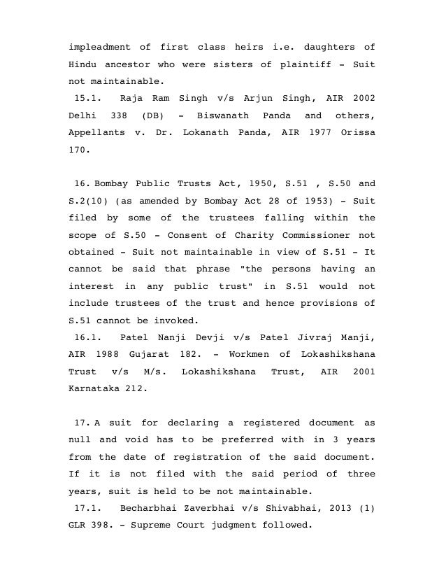 Compilation of Judgments wherein it is held that "Suit not is maintai…