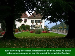 Ejecutivos de paises ricos al relacionarse con sus pares de paises pobres muestran que no hay diferencia intelectual significativa. 
