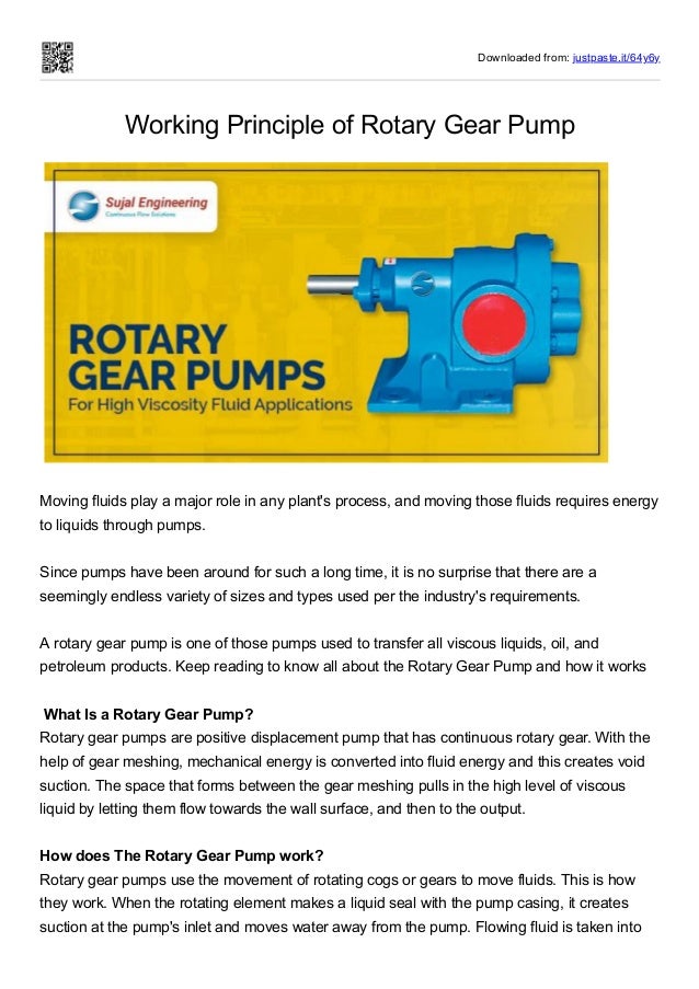 Working Principle of Rotary Gear Pump