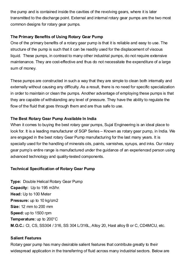 Working Principle of Rotary Gear Pump