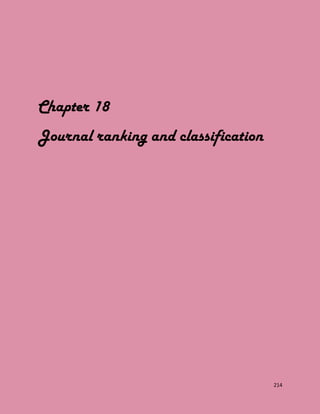 214
Chapter 18
Journal ranking and classification
 